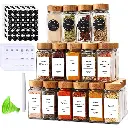 29pcs SET GLASS STORAGE SPICE  JARS WITH BAMBOO LID, photo 2