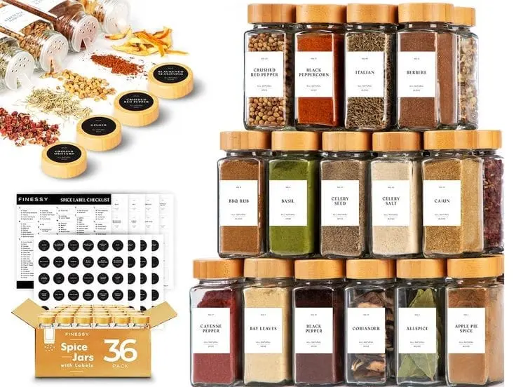 29pcs SET GLASS STORAGE SPICE  JARS WITH BAMBOO LID, photo 6