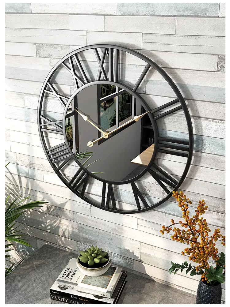Creative wall clock metal with mirror, photo 2