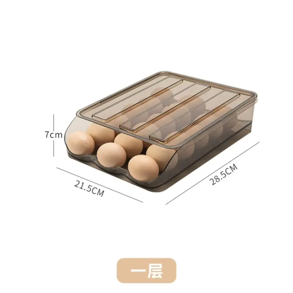 2 layer stackable automatic rolling fridge egg organizer, photo 2