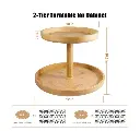 2 tier Turntable Bamboo Double layer Rotating  storage Rack wood, photo 3