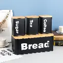 Bread Bin with Three Canister Set with Bamboo Lid, photo 2
