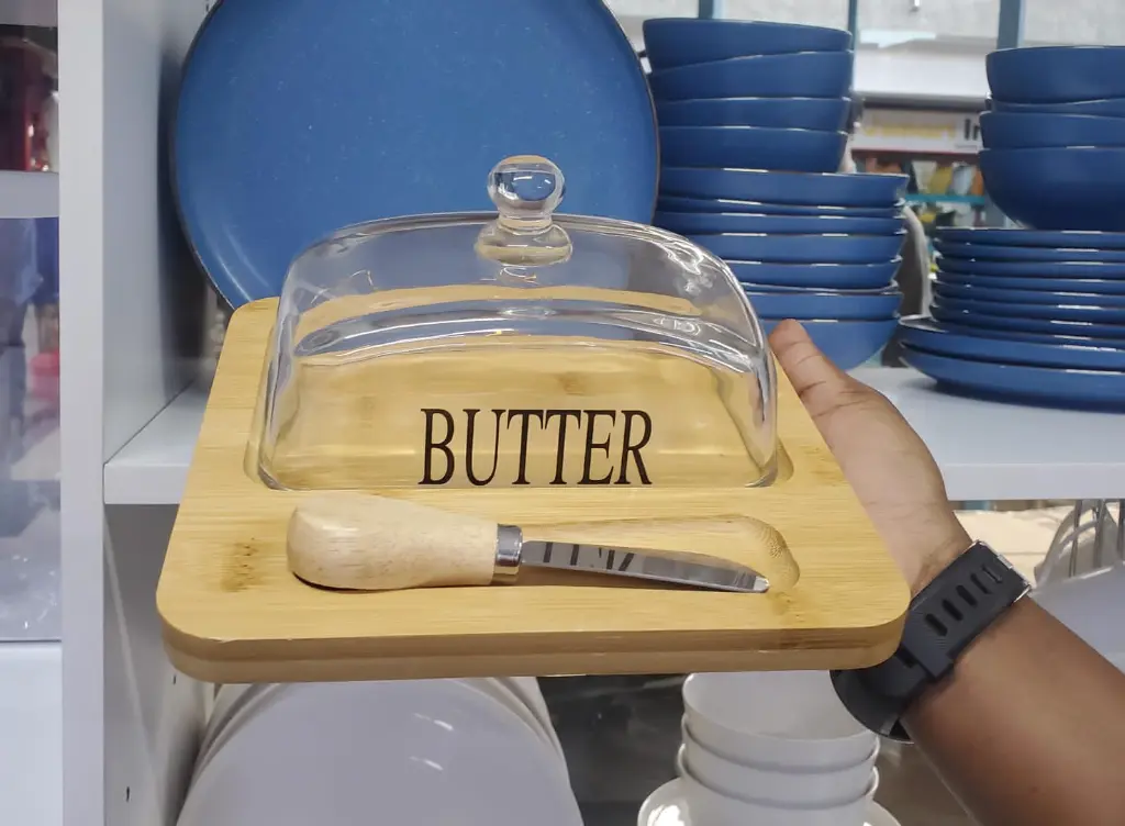 Glass butter dish with bamboo tray, photo 4