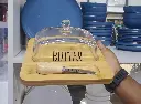 Glass butter dish with bamboo tray, photo 4