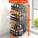 3 Tier square metallic rotating spice storage rack, photo 2