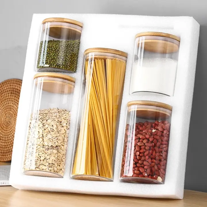 Round Bamboo Lid Glass Jars Set, photo 2