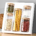 Round Bamboo Lid Glass Jars Set, photo 2