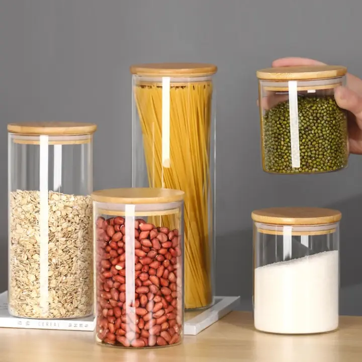 Round Bamboo Lid Glass Jars Set, photo 3