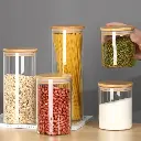 Round Bamboo Lid Glass Jars Set, photo 3