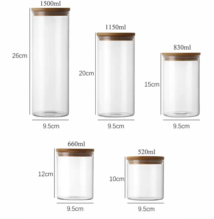 Round Bamboo Lid Glass Jars Set, photo 4