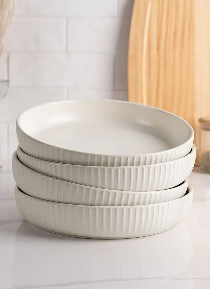 Pasta plate ribbed light grey 6pcs, photo 3