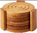 6 pcs Round Bamboo Coaster Set, photo 3