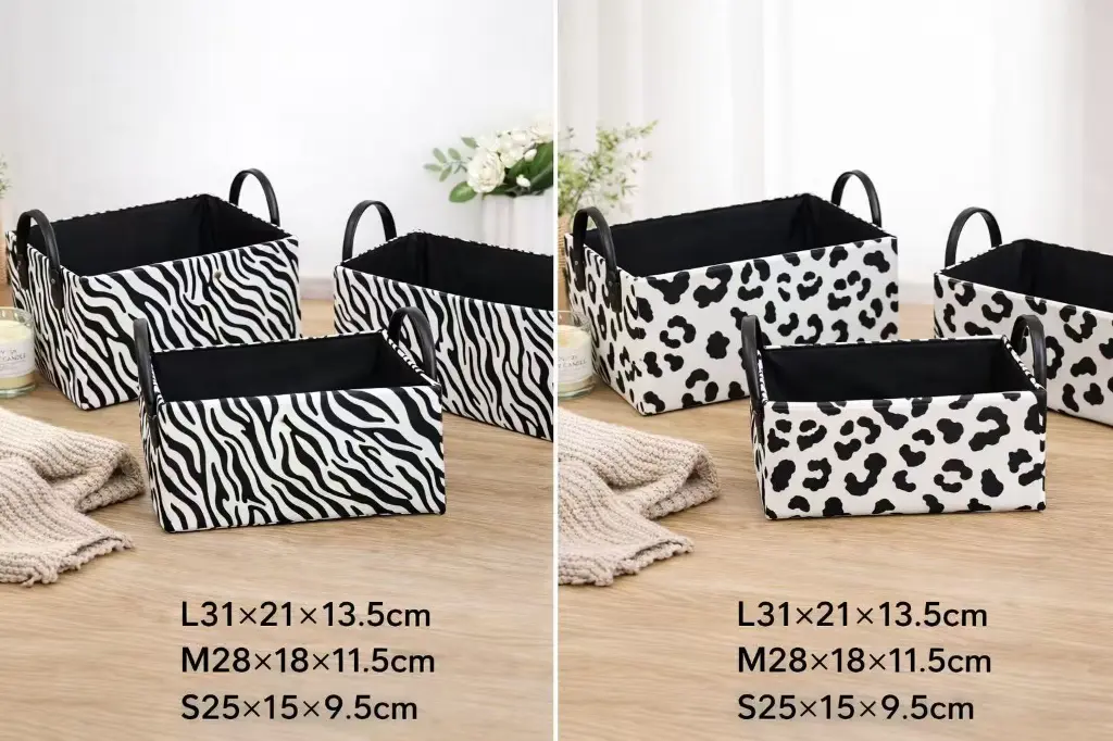 -Piece Stylish Zebra & Cow Print Storage Baskets, photo 2