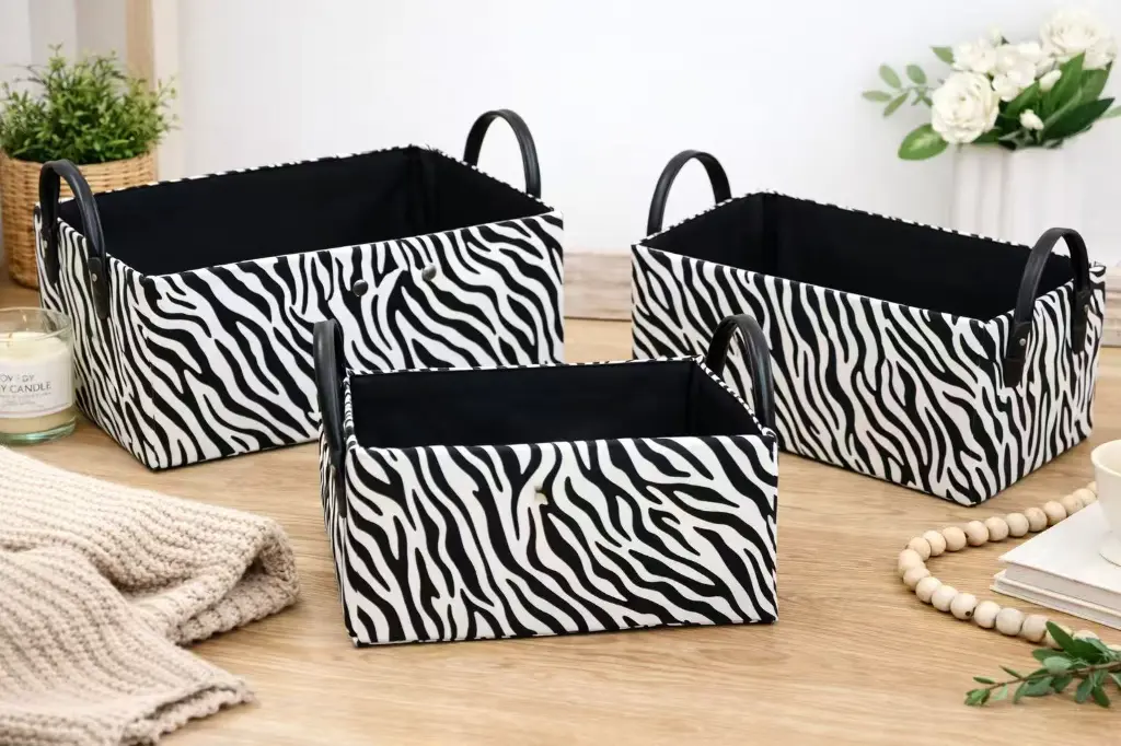 -Piece Stylish Zebra & Cow Print Storage Baskets, photo 3