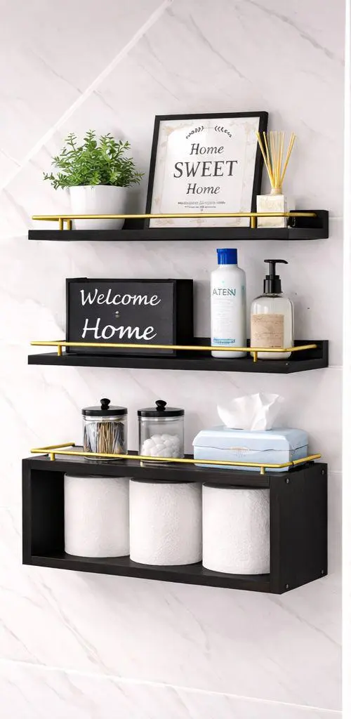 Solid pine wood bathroom floating shelves, photo 4