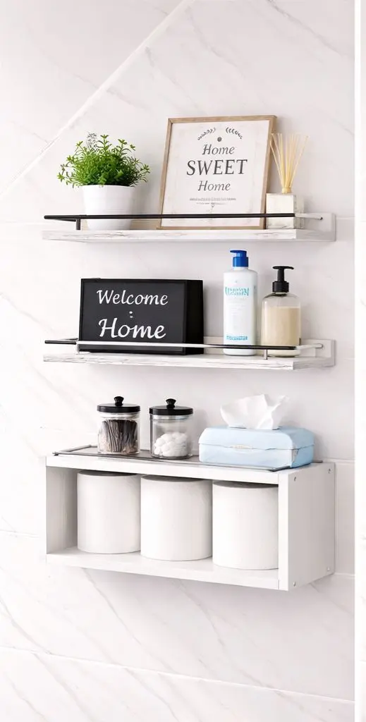 Solid pine wood bathroom floating shelves, photo 5
