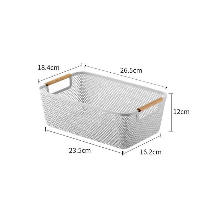 Extra-Large Mesh Plastic Storage Baskets with bamboo Handles, photo 2