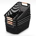 Extra-Large Mesh Plastic Storage Baskets with bamboo Handles, photo 3