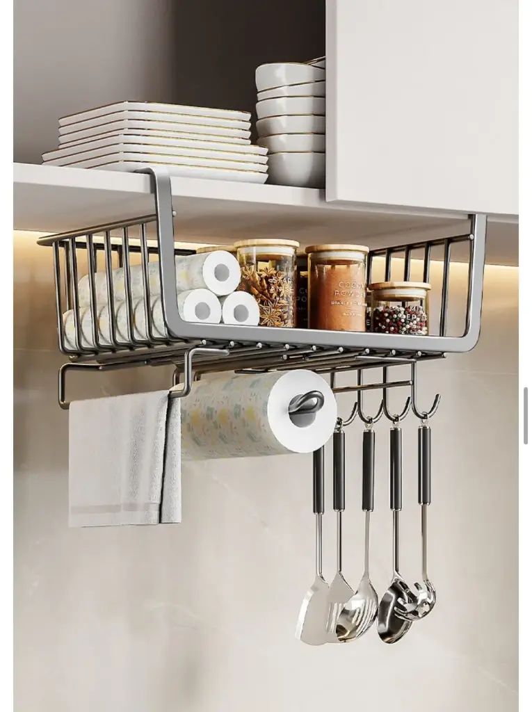 Under-Shelf Kitchen Rack, 4-in-1 Metallic