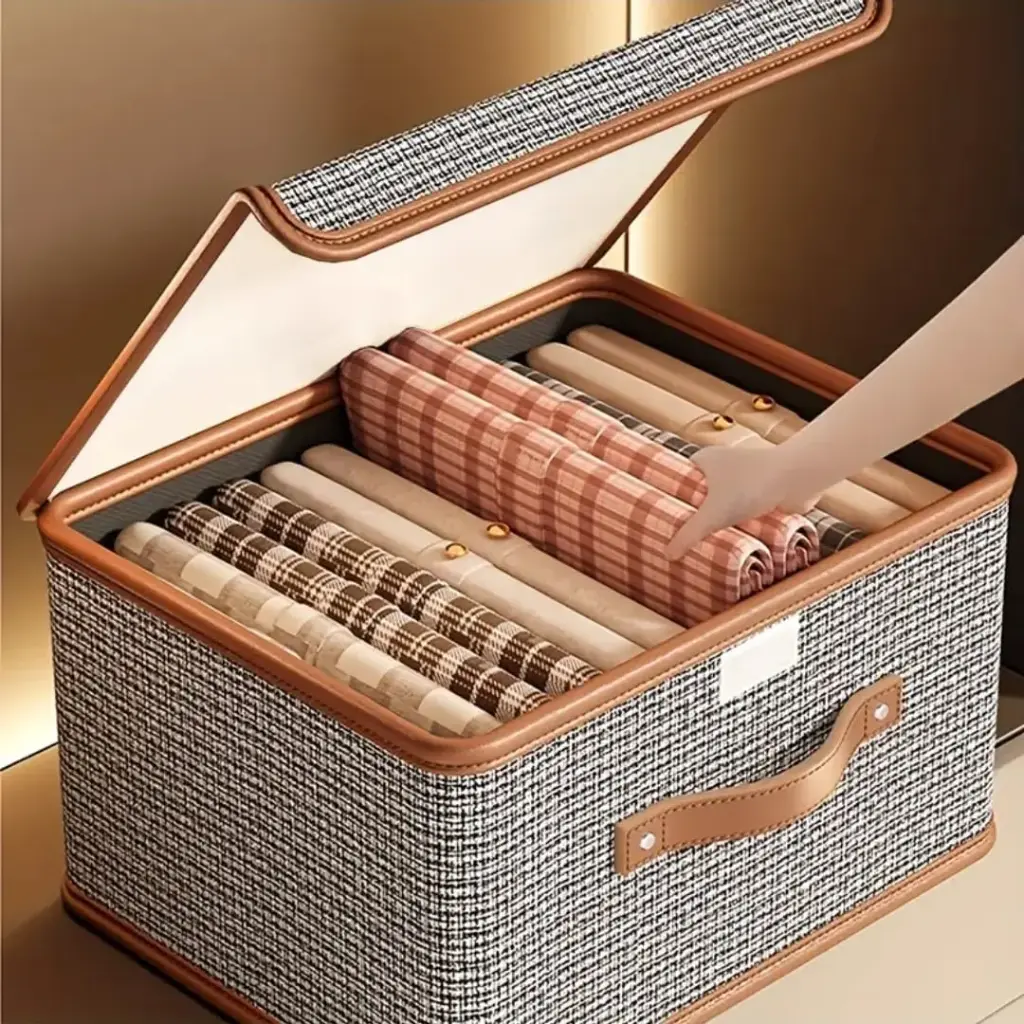 Foldable Fabric Storage Box with Flip Lid