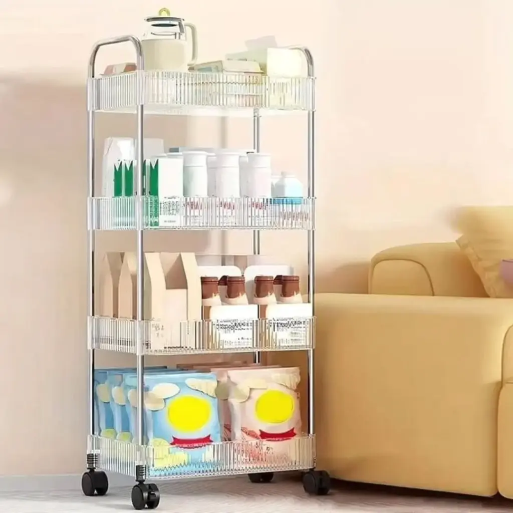 Acrylic shelves stainless steel frame