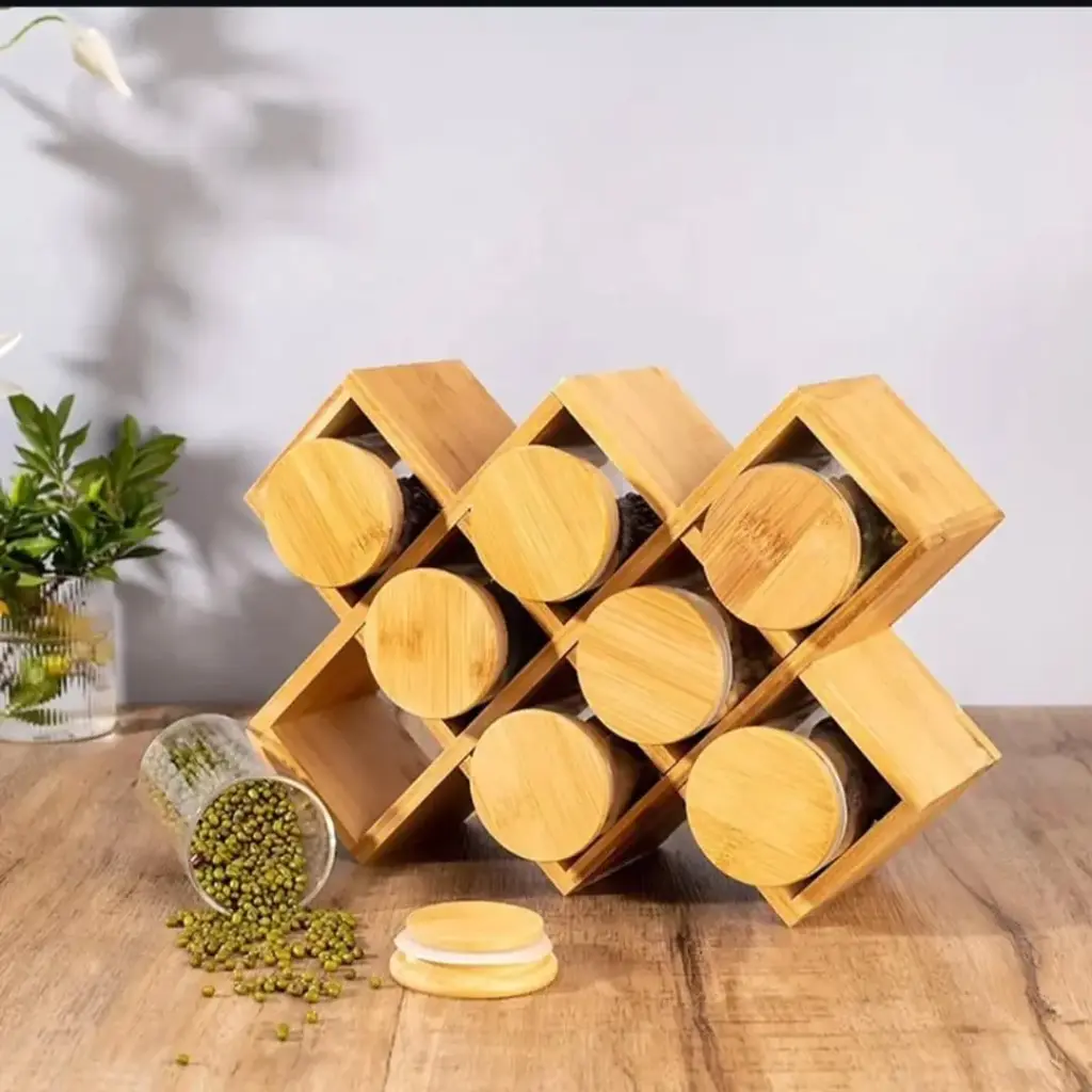 Wooden Spice Rack, 8 Pieces