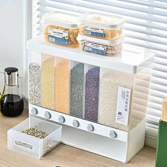 Partitioned Multifunctional cereal/rice dispenser