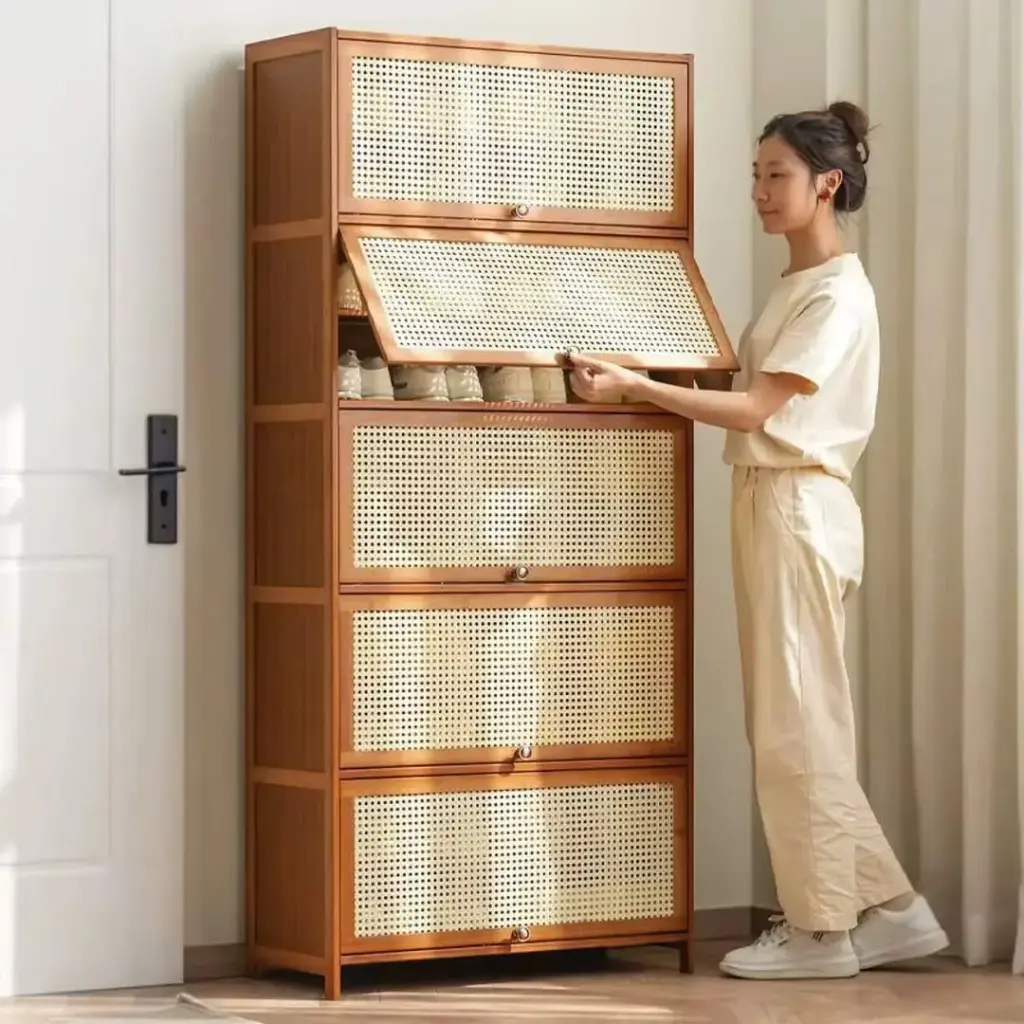 Bamboo Shoe Storage Cabinet, 11-Layer, Breathable
