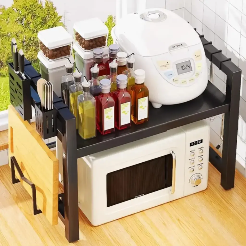 Microwave Stand, Adjustable Heavy-Duty, Single Layer