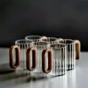 Stylish Heat resistant borosilicate ribbed glass  mug