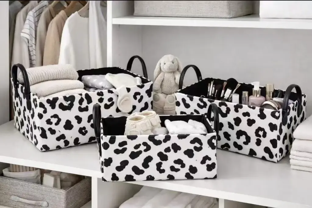 Zebra and Cow Print Storage Baskets