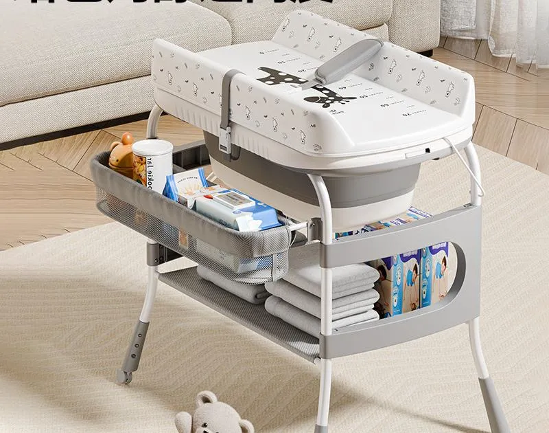Baby bath tub with changing table and storage
