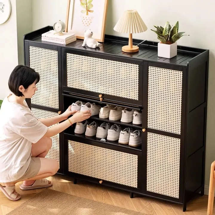 Wood Shoe Cabinet, Modern Entry Shoe Rack