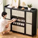 Wood Shoe Cabinet, Modern Entry Shoe Rack