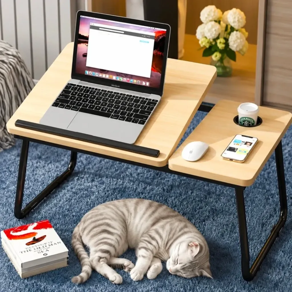 Adjustable Tilting Laptop Folding Table Stand Desk Bed Table with Foldable Legs