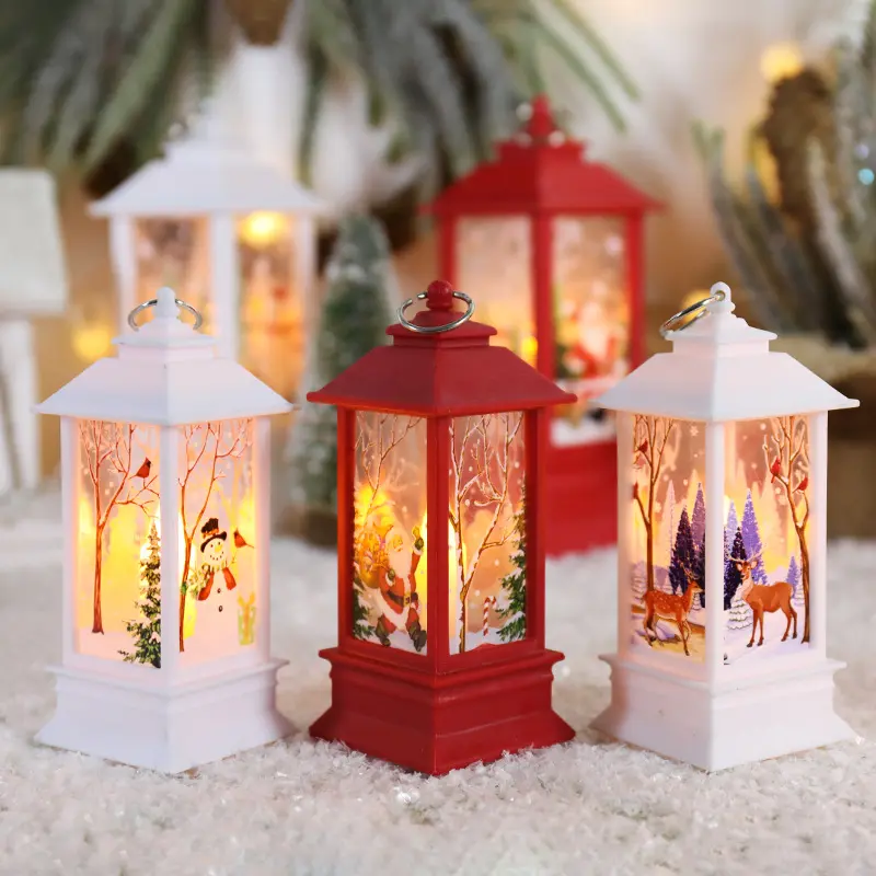 Santa Claus snowman lantern light (White)