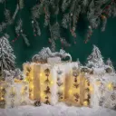 3 pc Set Snow Flocked Christmas Lighted Gift Boxes 