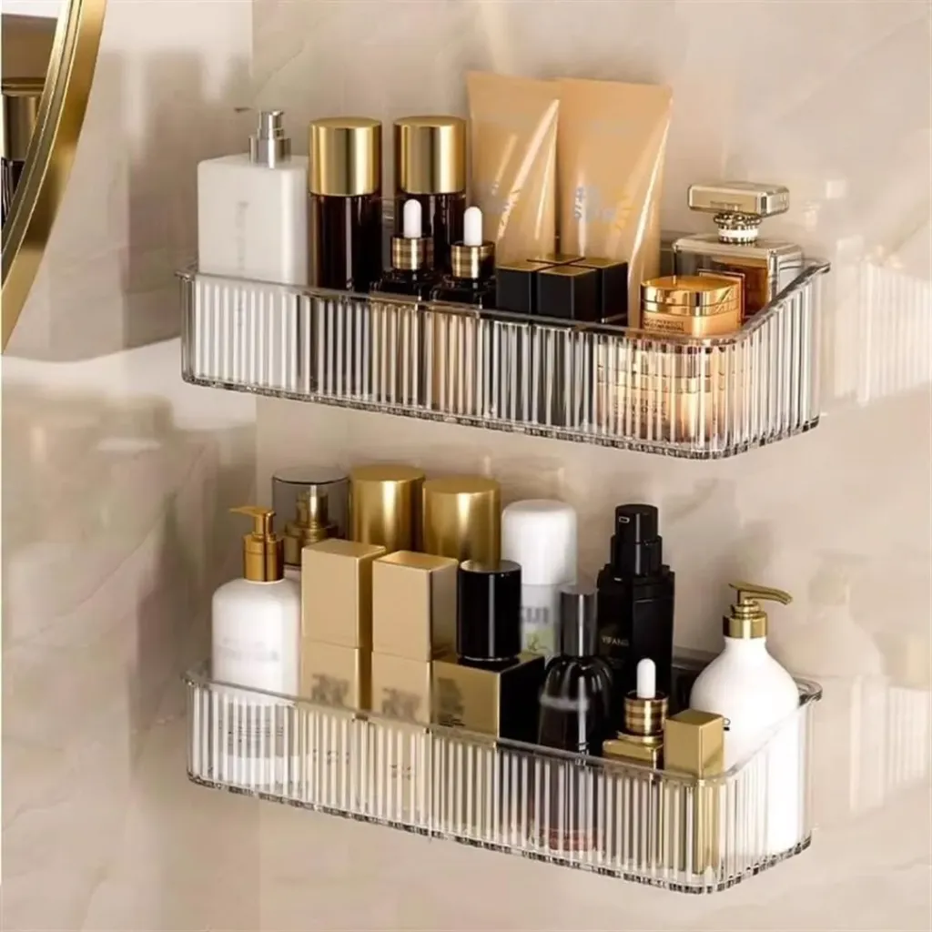 Acrylic wall mounted bathroom organizer