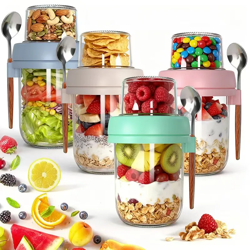 Glass Oat Jar Set for Fridge, 4 Pieces