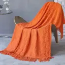Knitted Throw Blanket with Tassel