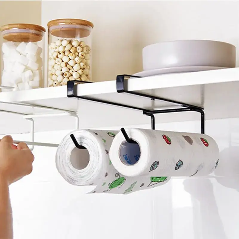 Paper Towel Rack, Kitchen Utensils Cabinet (White)