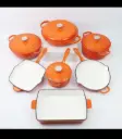 Enamel Cast Iron Cookware Set, 11 Pieces, Heavy-Duty