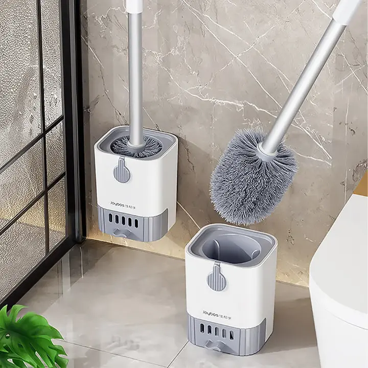 Wall Mounted Long Handle Toilet Cleaning Brush With Holder 