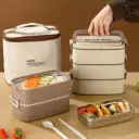Double-Layer Lunch Box with Matching Lunch Bag