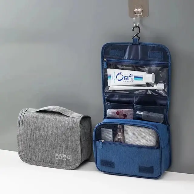 Hanging Toiletry and Makeup Bag, Portable (Grey)