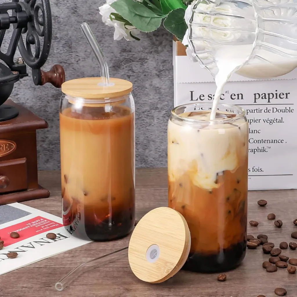 Borosilicate Glass Drinking Cup (bamboo lid)