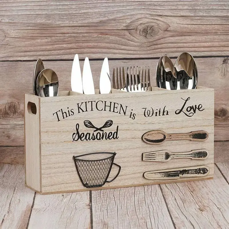 Wooden Kitchen Utensil and Cutlery Holder
