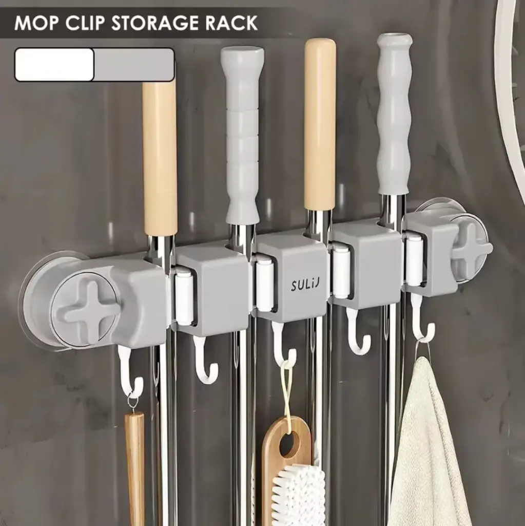 Wall-Mounted Mop Holder, Non-Slip