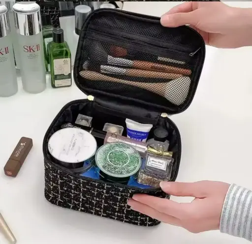 Tweed luxury cosmetic bag organizer 