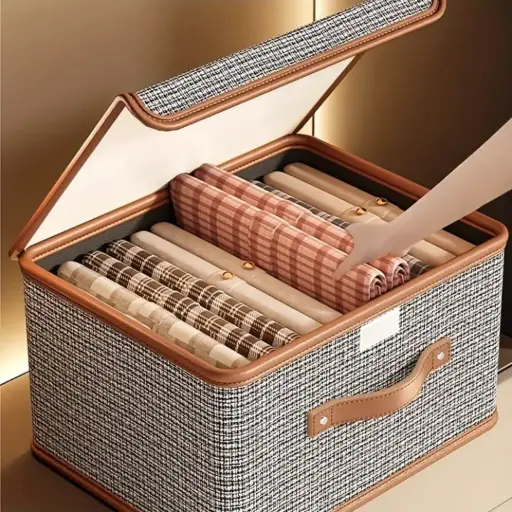 Foldable Fabric Storage Box with Flip Lid